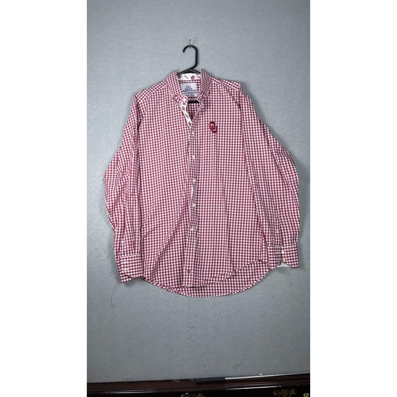 Oklahoma Sooners Shirt Mens Medium Red Gingham Button Down College Football - Picture 1 of 8